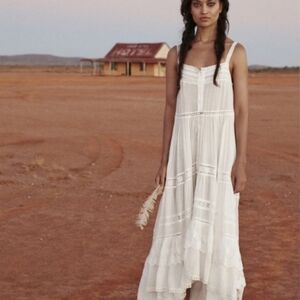 Spell White Prarie Midi Dress